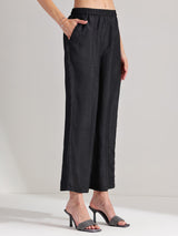 Silk Blend Floral Embellished Kurta Set - Black