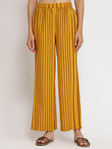 Cotton Striped Straight Kurta Set - Yellow