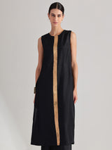 Silk Blend Solid Sleeveless Kurta Set - Black