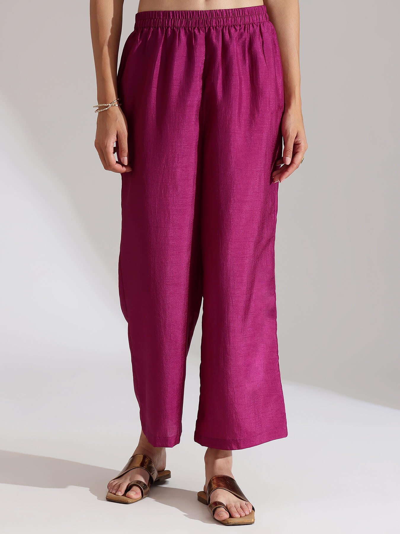 Silk Blend Abstract Print Kurta Set - Purple