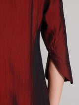 Silk Blend Solid Kurta Set - Maroon