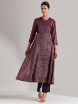 Viscose Striped Kurta Set - Purple & Gold