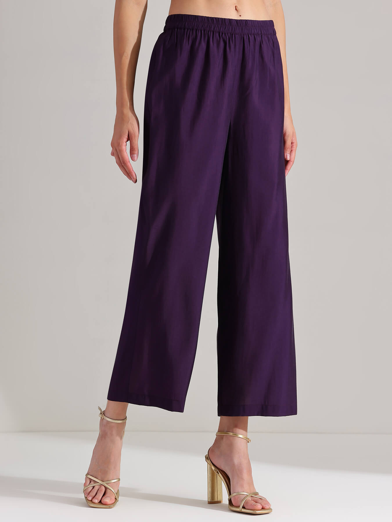 Viscose Striped Kurta Set - Purple & Gold