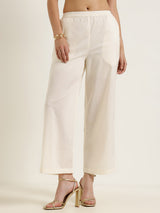 Kota Floral Statement Print Kurta Set - Off White & Gold