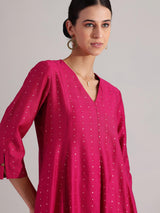 Viscose V-Neck Kurta Set - Pink