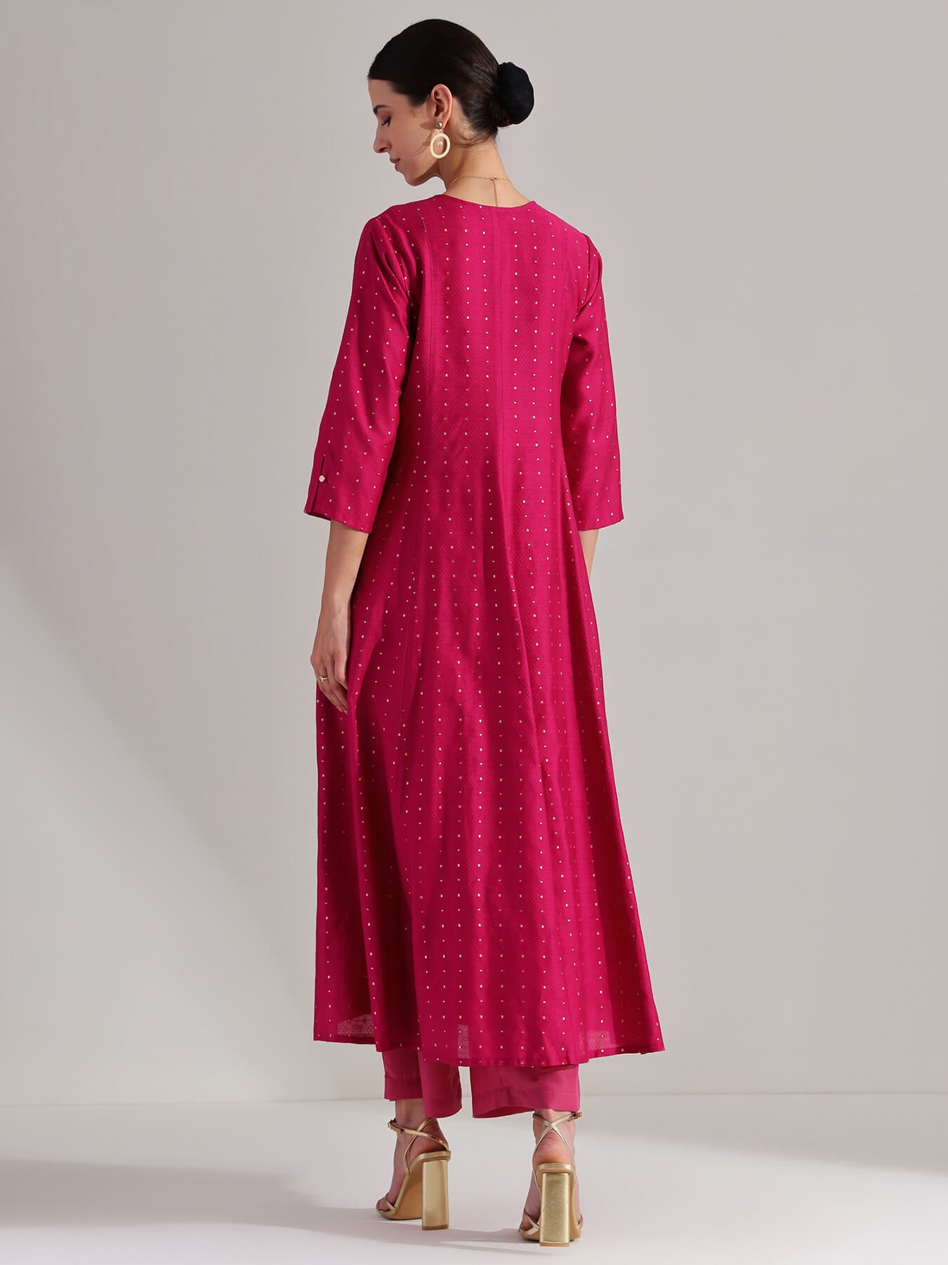 Viscose V-Neck Kurta Set - Pink