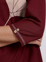 Cotton Floral A-Line Kurta Set - Maroon
