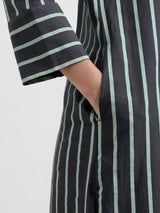 Cotton Striped A-Line Kurta Set - Grey