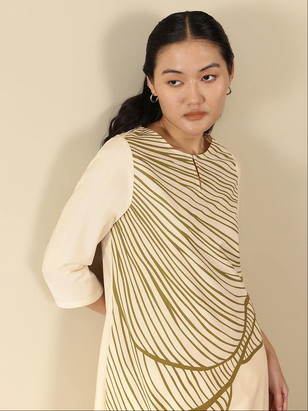 Cotton Abstract Placement Print Kurta Set - Off White