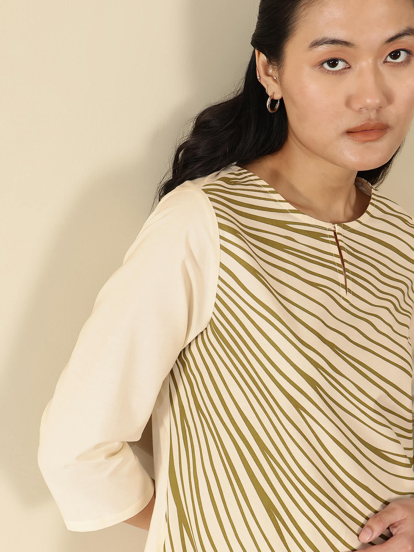Cotton Abstract Placement Print Kurta Set - Off White