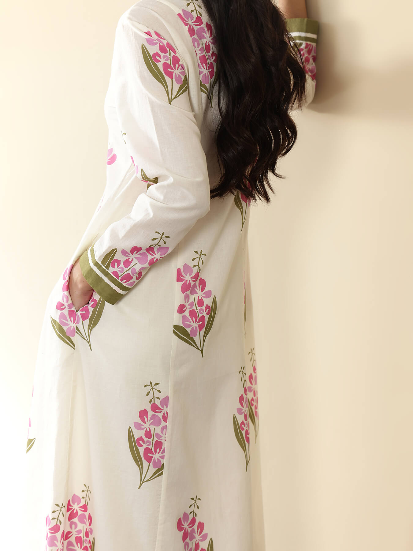 Cotton Floral A-Line Kurta Set - Off White
