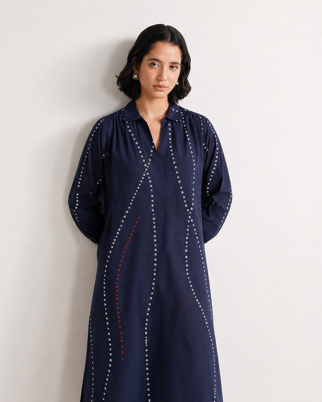 Cotton Bandhani-Inspired A-Line Kurta Set - Blue