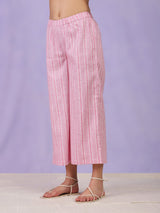 Cotton A-Line Kurta Set - Off White & Pink