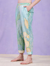 Cotton Cloud Print Kurta Set - Light Blue