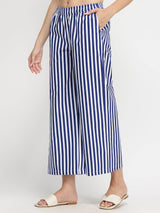 Cotton Floral Motif Kurta Set - Blue & White