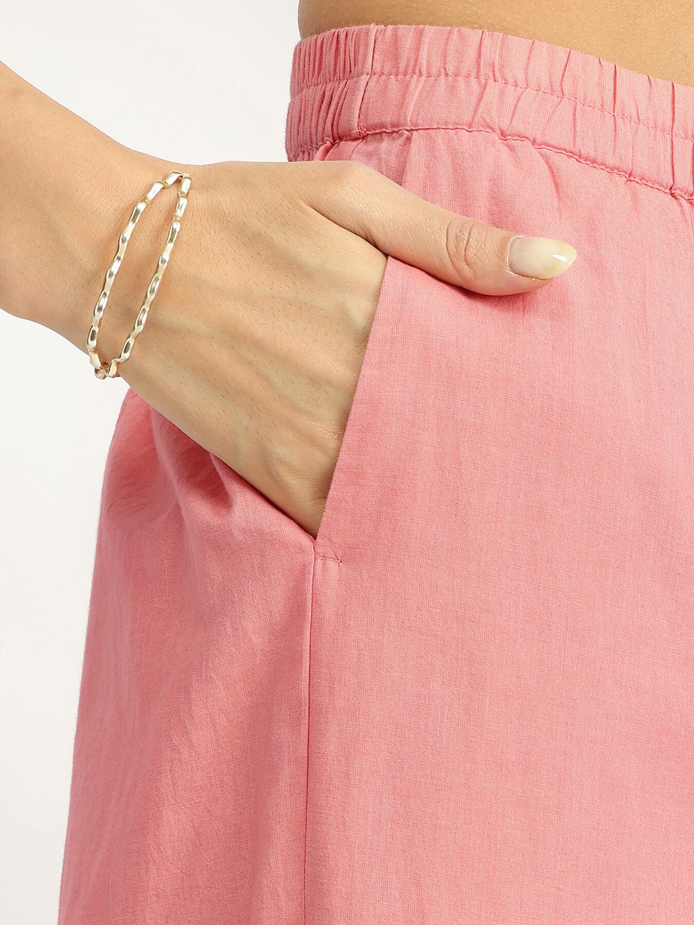 Cotton Striped Kurta Set - Peach & White