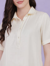 Colourblock A-Line Kurta Set - Cream & Beige