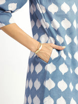Cotton Dabu Abstract Print Kurta Set - Grey