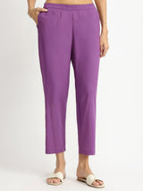 Cotton Dabu Geometric Kurta Set - Purple