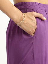 Cotton Dabu Geometric Kurta Set - Purple