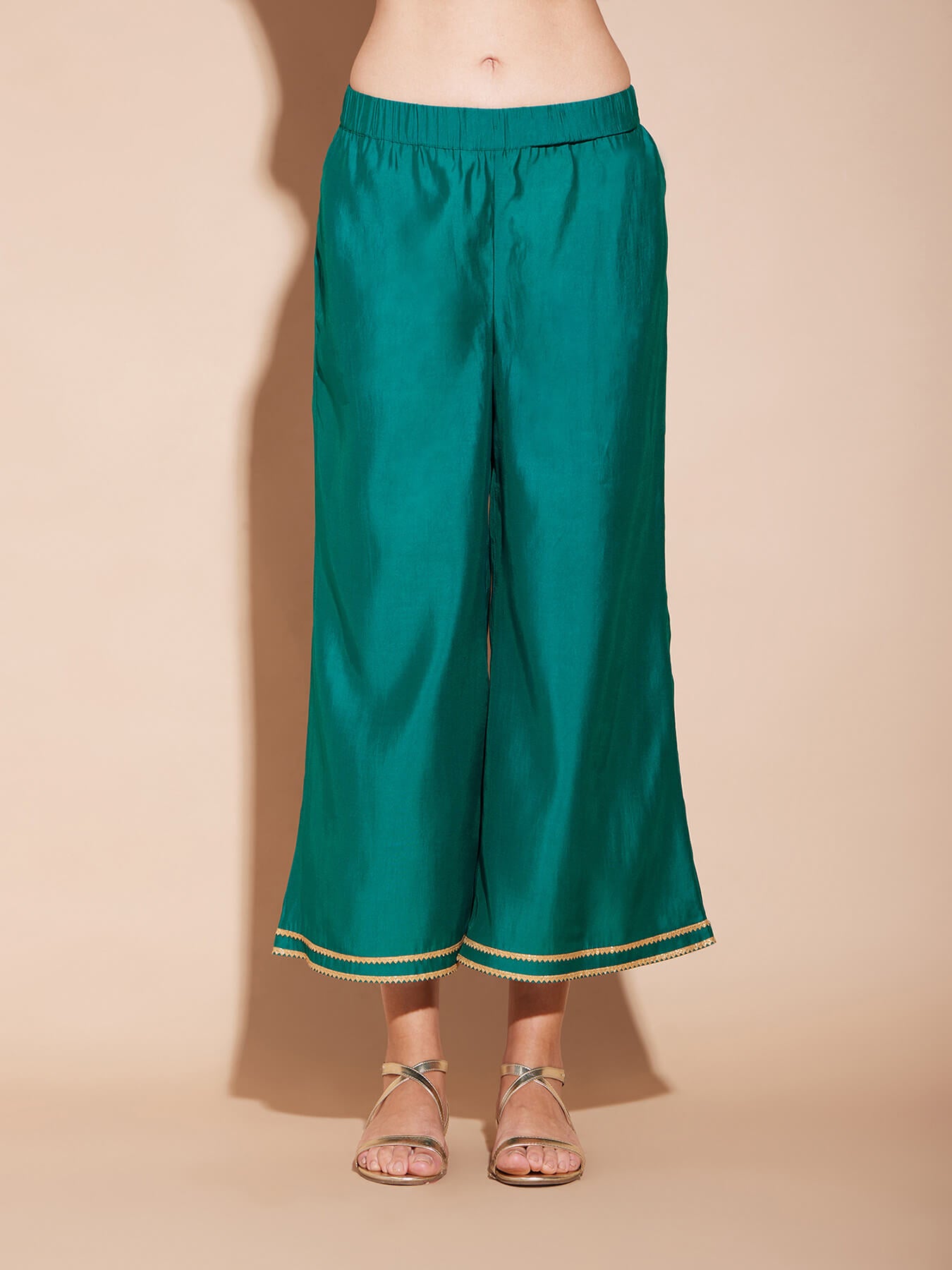 Viscose Colourblock A-Line Kurta Set - Yellow & Green