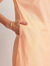 Luxe-Textured Cotton Solid Kurta Set - Orange