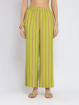 Rayon Striped Pintuck Detail Kurta Set - Green