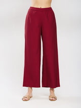 Silk Blend Solid Pleated Kurta Set - Red