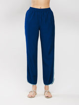 Silk Blend Colourblock Kurta Set - Blue & Teal