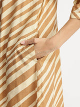Cotton Striped Shirt Kurta Set - Beige & Off-White