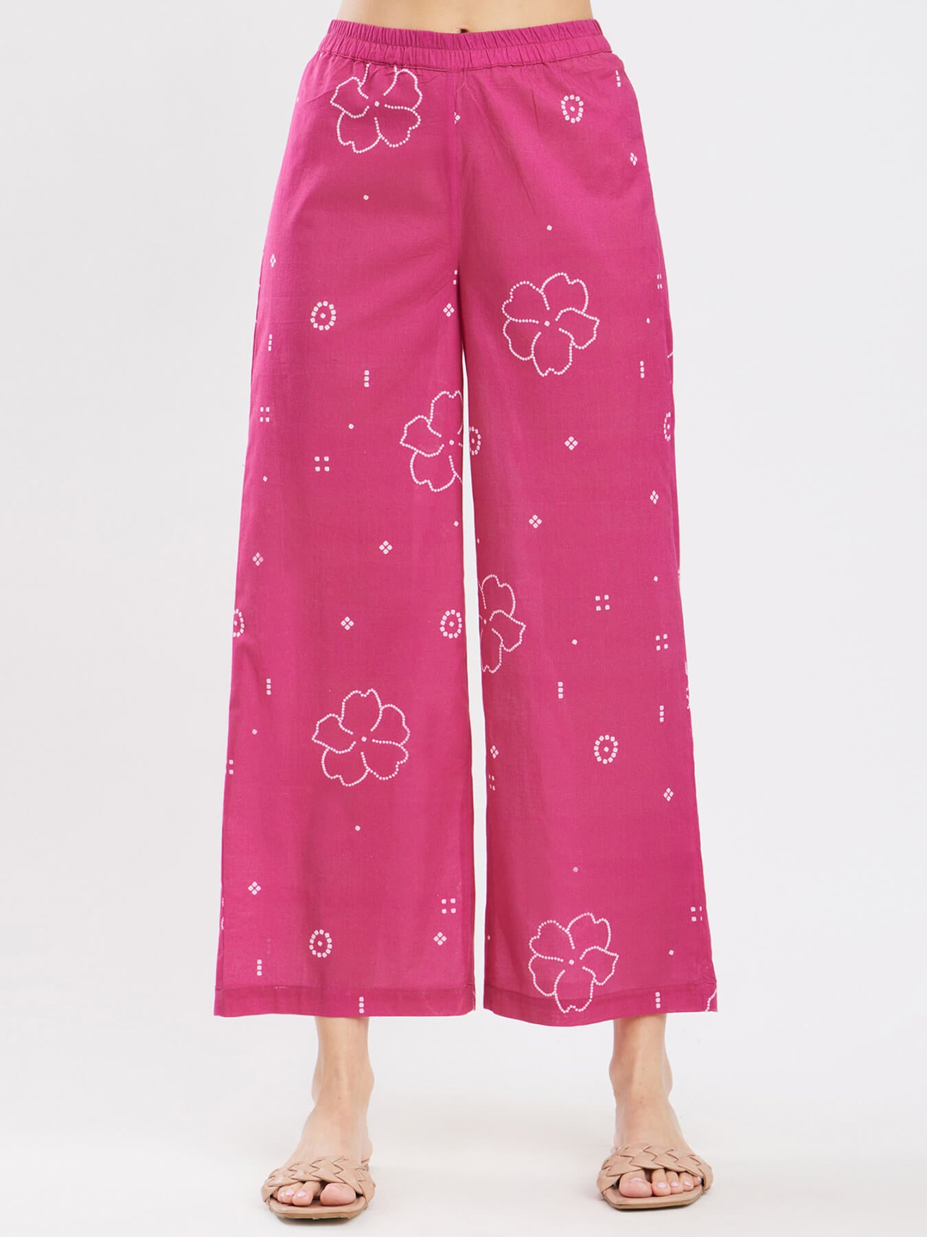 Cotton Bandhani Floral Shirt Kurta Set - Pink