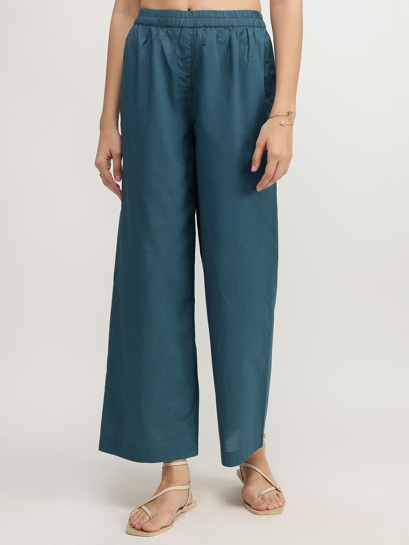 Cotton Floral Shirt Kurta Set - Teal