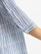 Cotton Striped Shirt Kurta Set - Blue & White