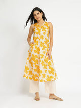 Cotton Floral A-Line Kurta Set - Yellow
