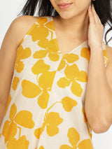 Cotton Floral A-Line Kurta Set - Yellow