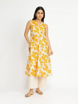 Cotton Floral A-Line Kurta Set - Yellow