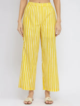 Cotton Polka Flared Kurta Set - Yellow