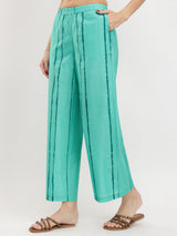 Cotton Striped Sleeveless Kurta Set - Green