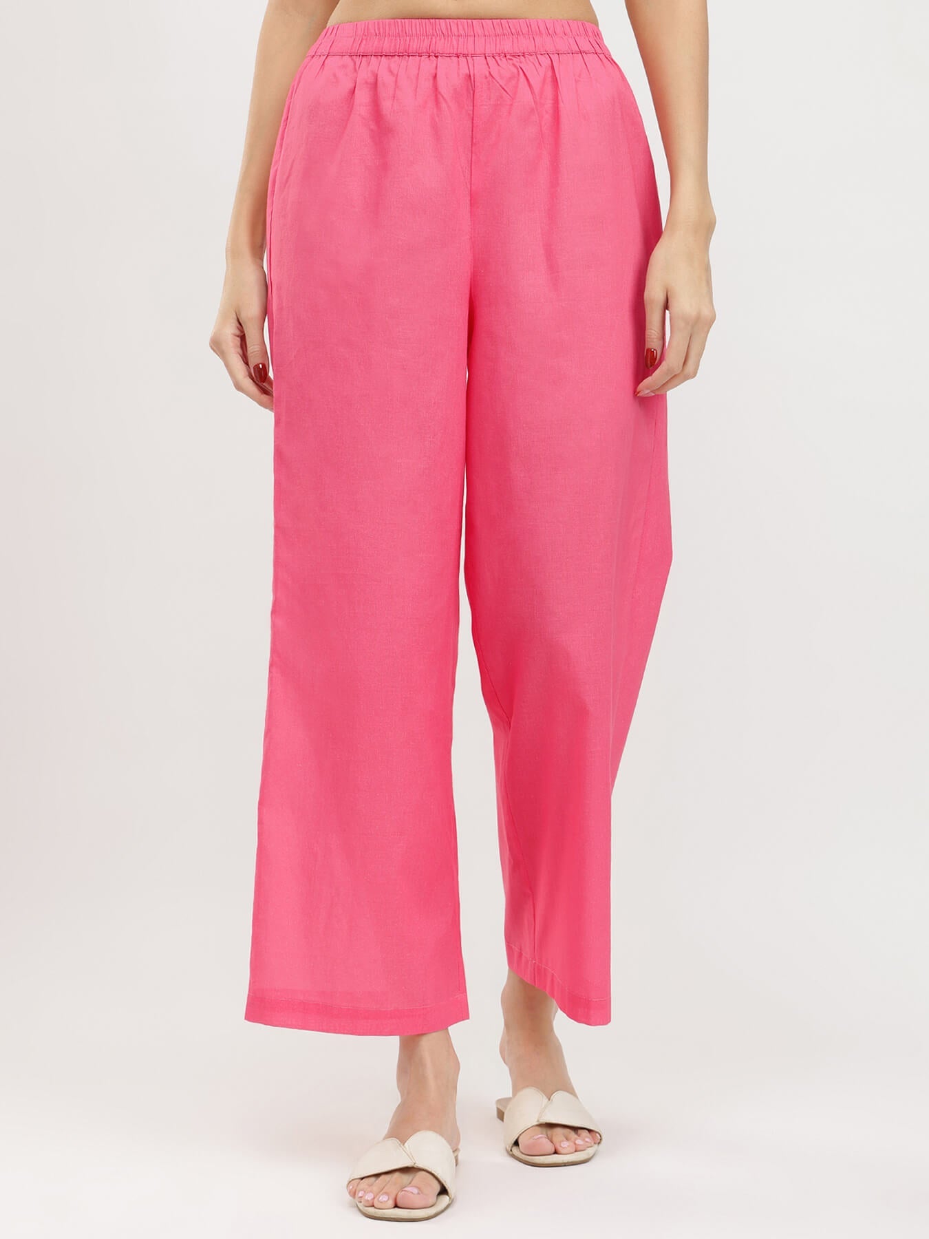 Cotton Striped Asymmetric Kurta Set - Pink