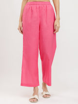 Cotton Striped Asymmetric Kurta Set - Pink