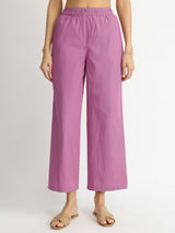 Air Loom Cotton Poplin Solid Kurta Set - Purple