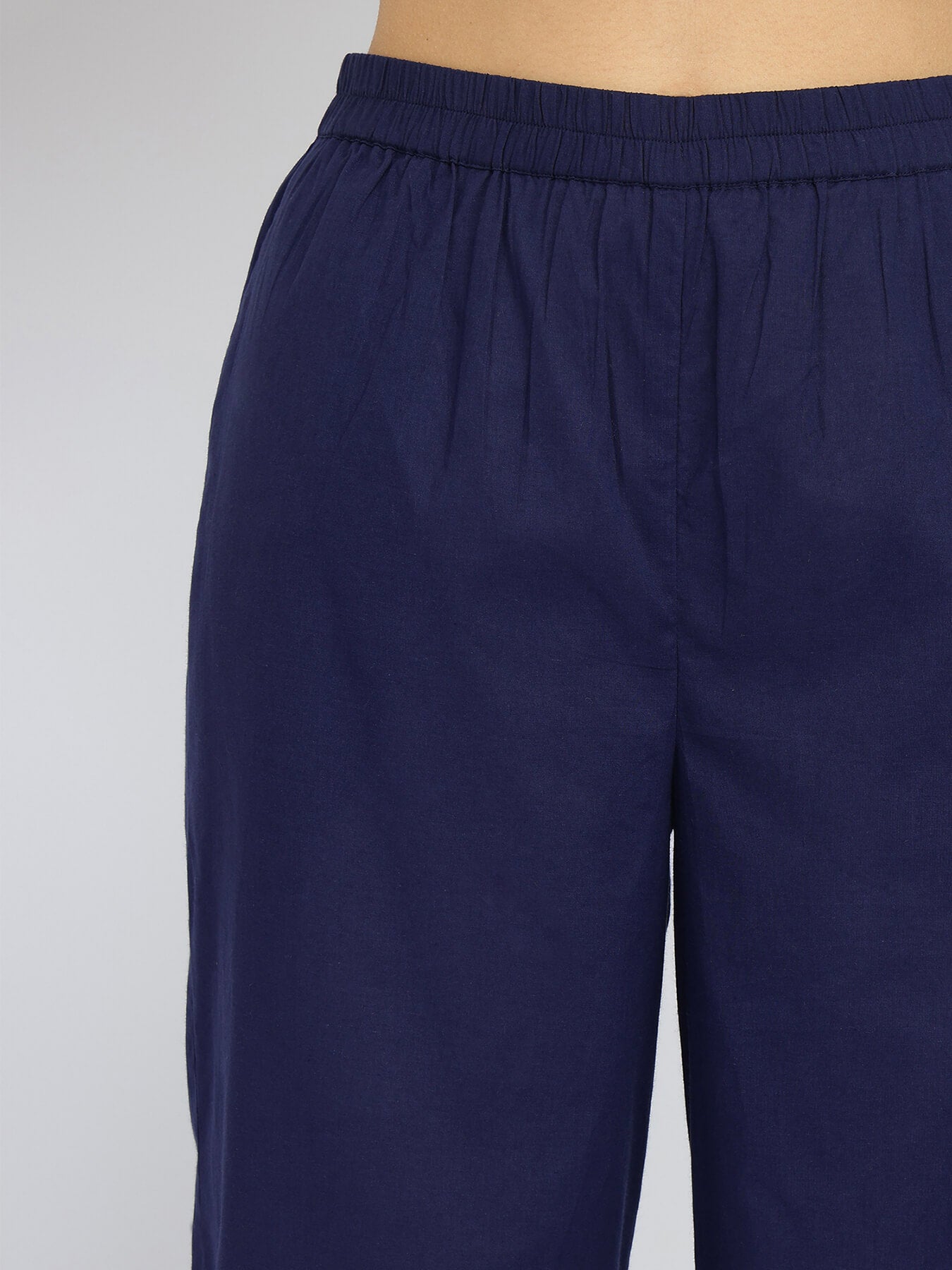 Cotton Dabu Polka Pleated Kurta Set - Indigo