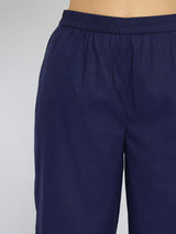 Cotton Dabu Polka Pleated Kurta Set - Indigo