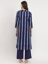 Cotton Dabu Polka Print Kurta Set - Indigo