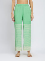 Rayon Striped A-Line Kurta Set - Green