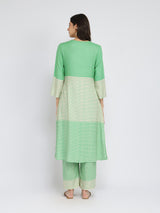 Rayon Striped A-Line Kurta Set - Green