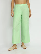 Luxe-Textured Cotton Solid Kurta Set - Green