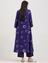 Cotton Abstract Polka Kurta Set - Purple