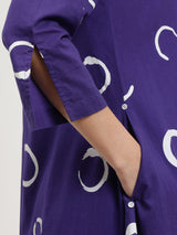 Cotton Abstract Polka Kurta Set - Purple