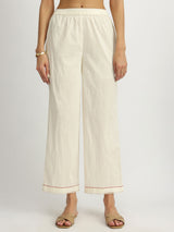 Cotton Jacquard Lace Detail Kurta Set - Off-White